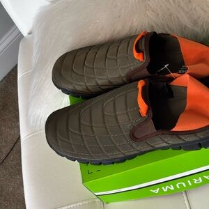 Deer Stags Men's Quilted Slip-On Shoes - Brown and Orange